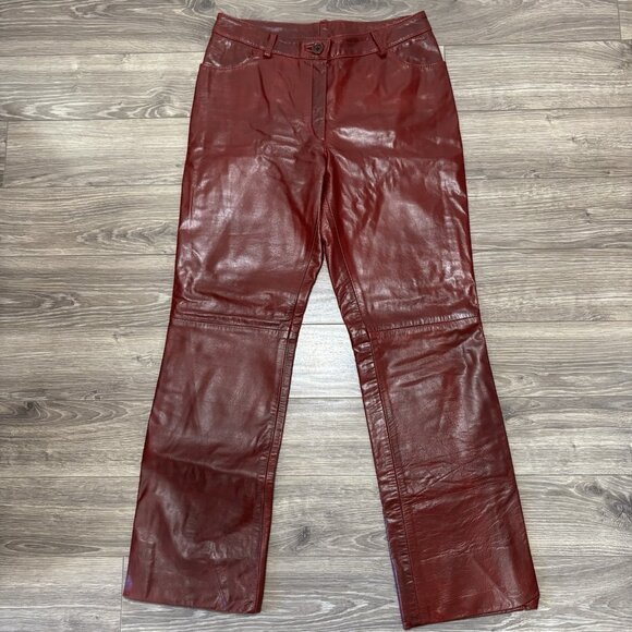 VTG Recto Verso Red 100% Leather Pants Womens 10 Y2K Biker Rock Glam Retro Party - Picture 1 of 16